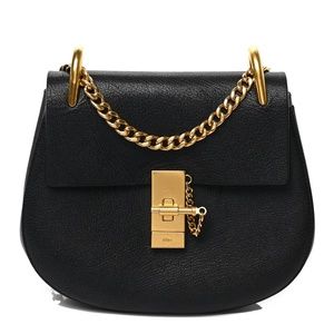 CHLOE Grained Lambskin Drew Shoulder Bag Black